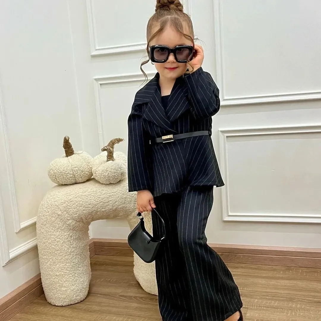 

Fashion Girls' Suit Set New Children's Striped Coat+Casual Pants 2PCS Spring and Autumn Kids Clothing Set For 90-140cm