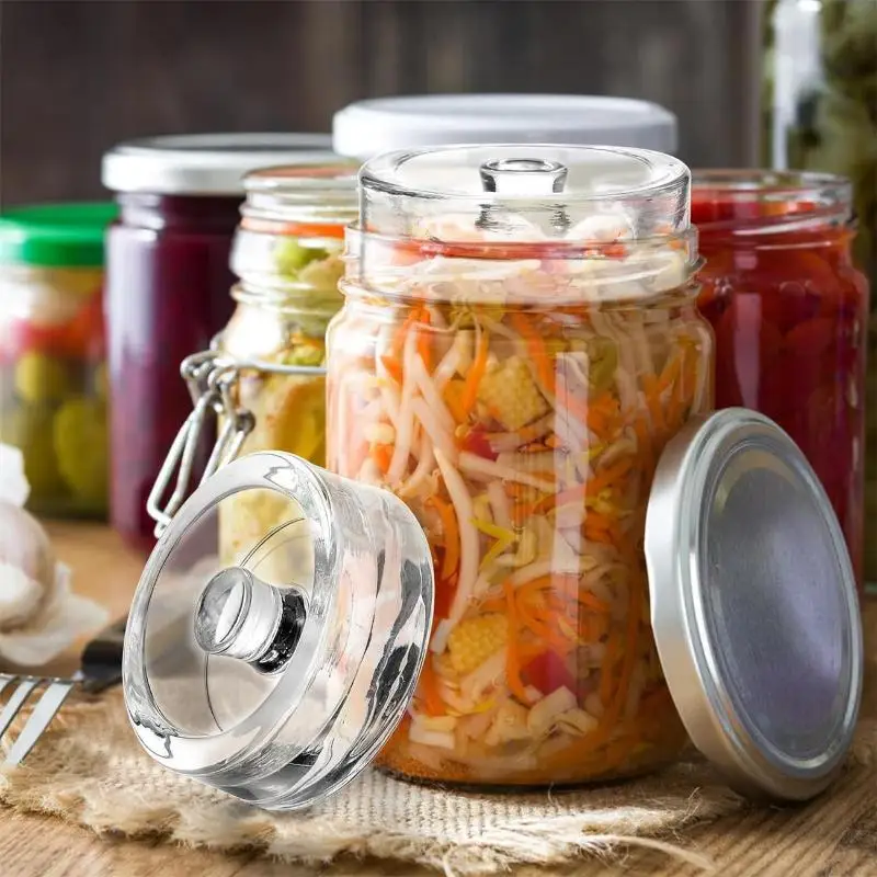 1pcs Fermented Glass Weights Wide Mouth Jars Lids Kitchen Gadgets Sealed Storage Container Lids Cheese Fermentation