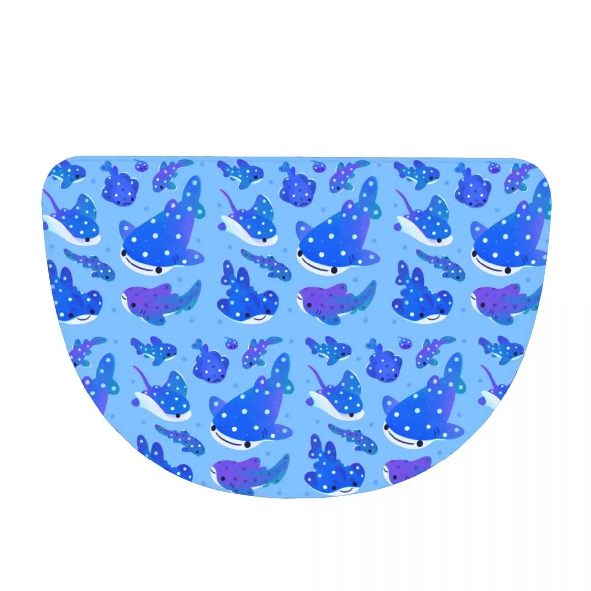 Polka Dot Shark Soft Flannel Half Round Doormat Non Slip Bathroom Mat Absorbent Floor Carpet for Laundry Room Bathroom