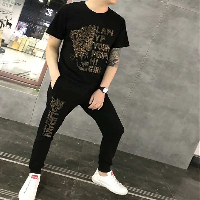 New Men's Sportswear Spring And Summer Casual Minimalist Fashion Clothes Two-Piece Round Neck T-Shirt+Trousers