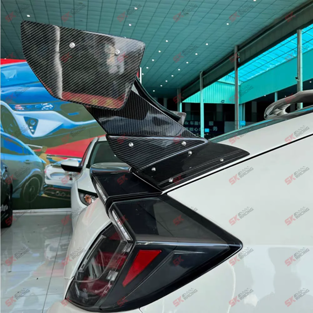لـ 17+ Honda Civic Type-R FK8 جناح سبويلر خلفي من ألياف الكربون أسود لامع/ألياف الكربون #4