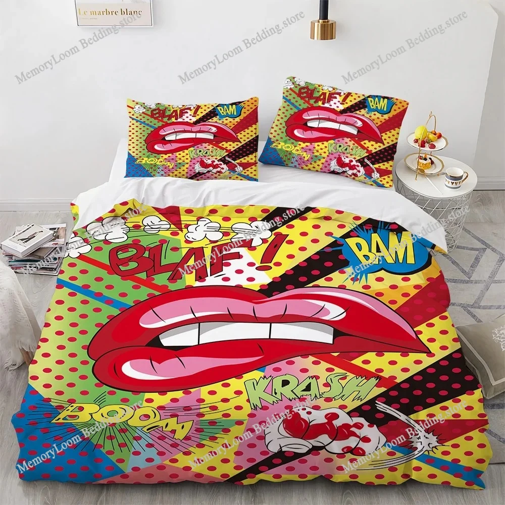

Couple Bedding Kiss Sketch Crimson Lips Kissing Guest Room Duvet Cover Pillowcase Comforter king Queen Size Home Textileextile