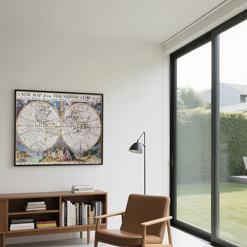 หลายขนาด Retro สเปรย์ World Global แผนที่ศิลปะผนังโปสเตอร์พิมพ์พื้นหลังสําหรับห้องนั่งเล่น Home Vintage ตกแต่ง