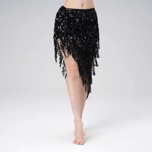 Imagen 1 del producto Faldas sexis con flecos y lentejuelas para mujer, cinturón para danza del vientre, trajes bohemios para espectáculo, falda de bailarina a la moda, cadena para la cintura