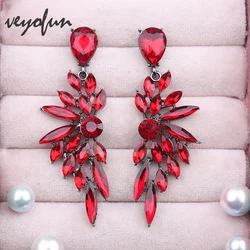 Veyofun Luxury Crystal Drop Earrings Vintage Symmetric Wedding Dangle Earrings For Women Fashion Jewelry Gift Wholesale