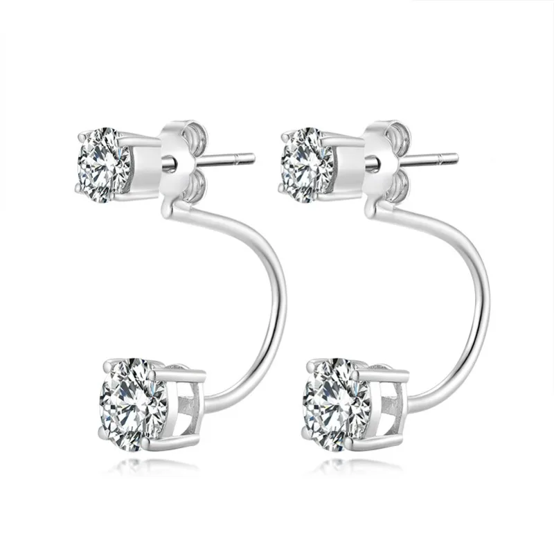 Follow Cloud Total 3ct 6.5mm Moissanite Drop Earrings with Certificate Two Wears Earrings 925 Sterling Silver Plated 18k Gold