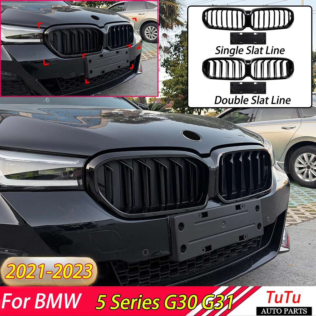 

Car Front Grills for BMW 5 Series G30 G31 2021-2023 Front Bumper Hood Kidney Mesh Grill Grille Cover Trim Body kits Accessories