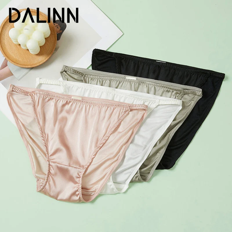 2PCS/Set Women\'s Panties, 100%Real Silk, Sexy Lingerie, Low Rise Female Briefs, 2024 Cozy Underpants