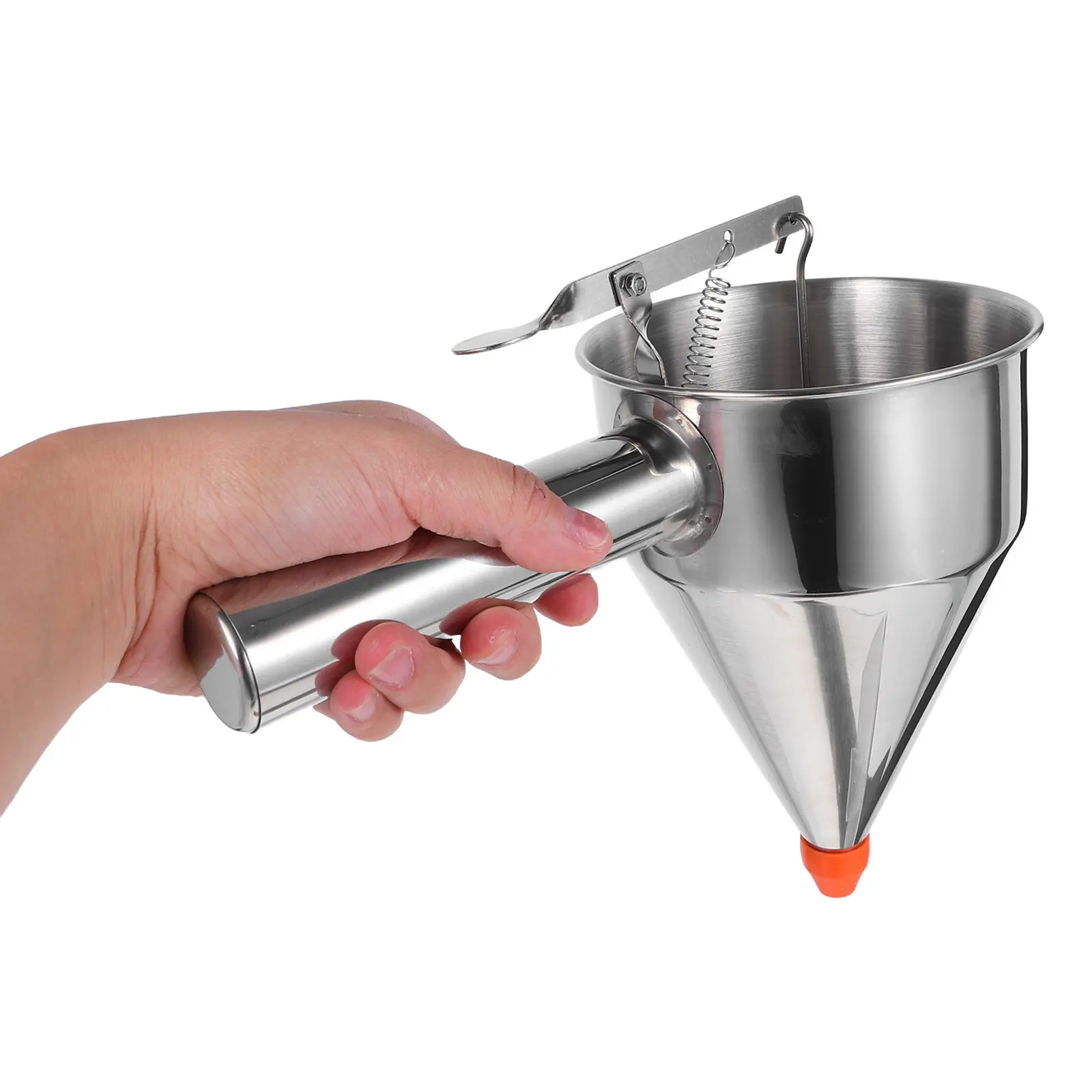 Stainless Steel Batter Dispenser Funnel 40Oz Piston Handle Leak Proof Cake Batter Tool for Pancakes Cupcakes Muffins