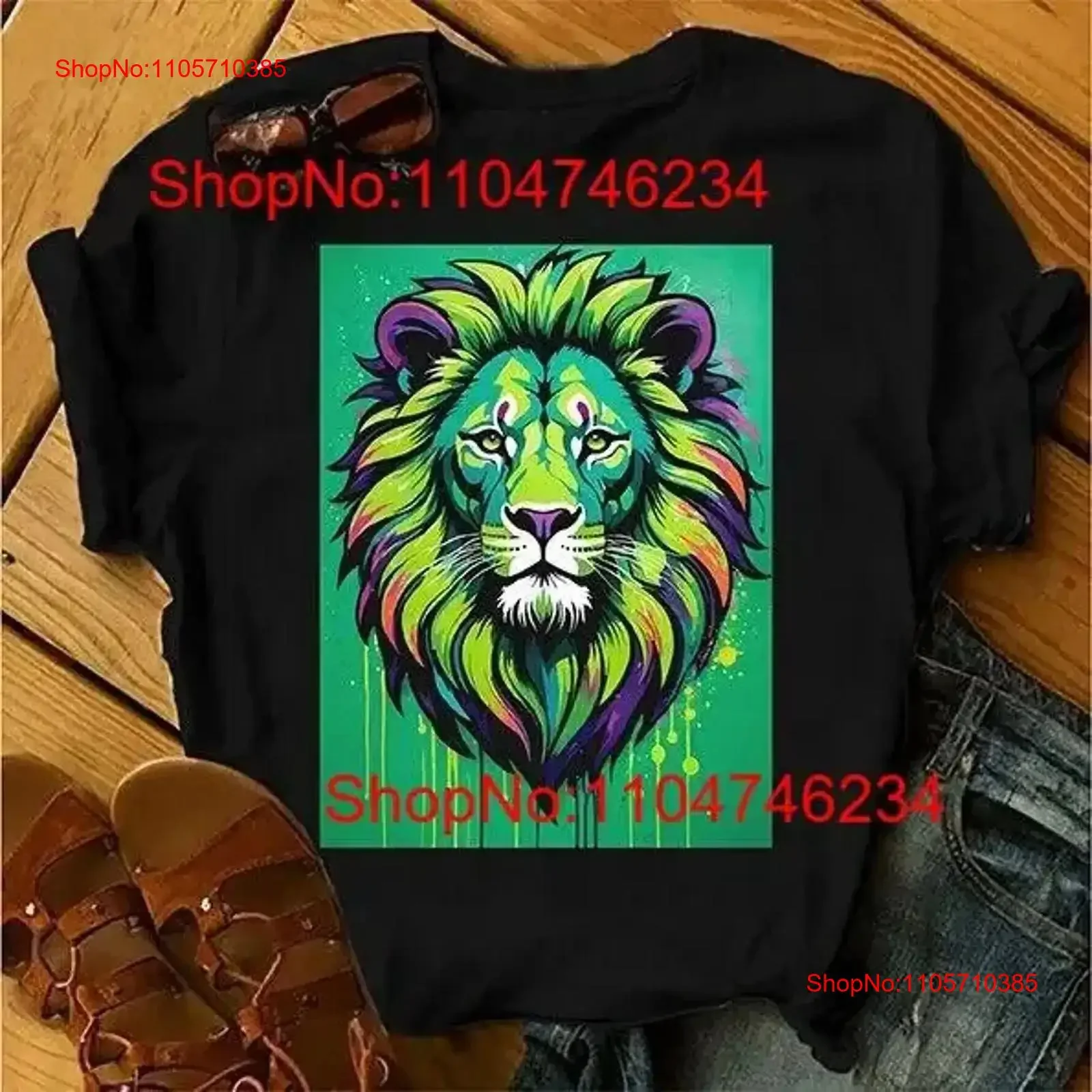 EMERALD GREEN LION T Shirt Majestic Bold Wildlife Artistic Regal Top vintage Washed Breathable homme designer clothes Soft