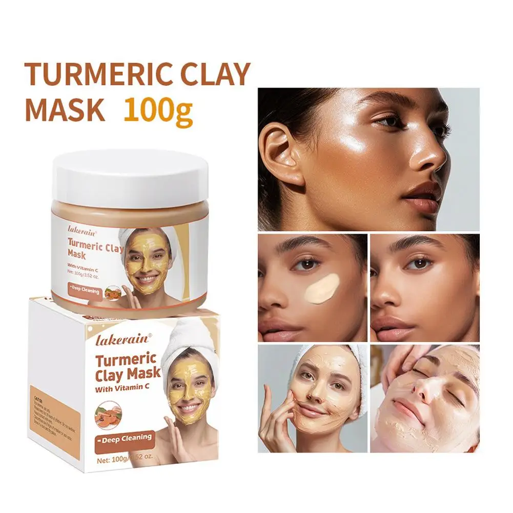 Vitamin C Turmeric Mud Mask Cleansing Shrinking Pores Moisturizer Brighten Deep Hydration Lightening Reduce Dullness Clay Mask