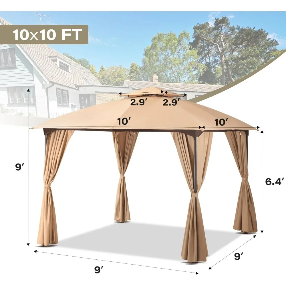 Shelter Canopy, 10x10FT Curtains & Expansion Bolts and Wind-Resistant Ropes, Shade Canopy