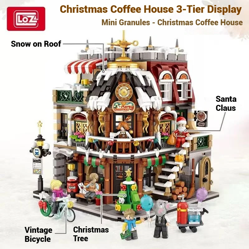LOZ Christmas building blocks street scene series, DIY building model desktop ornaments, children and adults Christmas gifts