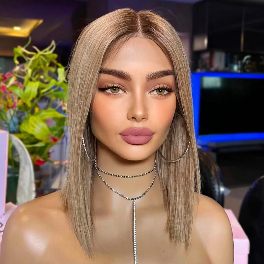 

Ash Blonde 13×4 Lace Front Wig Straight Short Bob Wig Human Hair High Quality Heat Resistant For Women Daily Use