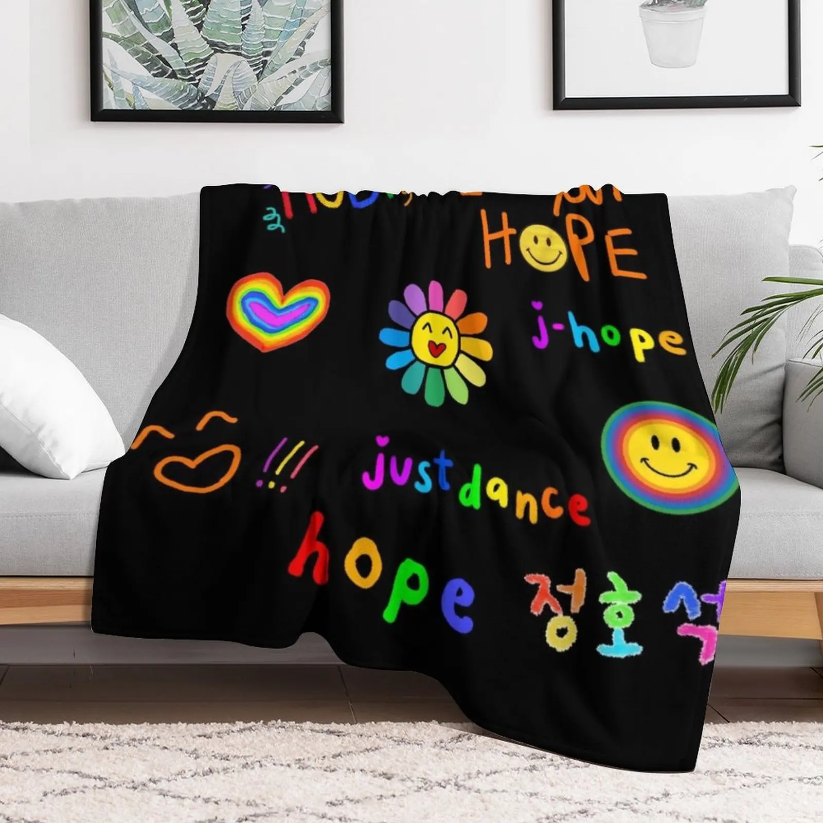 jhope rainbow Throw Blanket Travel Nap Camping For Decorative Sofa Blankets