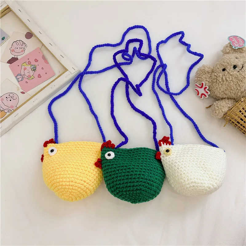 Kids Handbags for Girls Cartoon chick Knitted Bag Autumn Winter Children Bags Portable Handbag Coin Snacks Storage Backpack