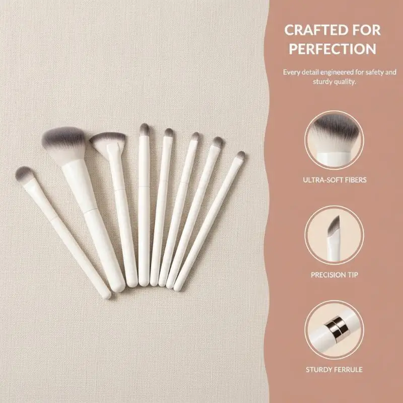 5/8/10Pcs Natural Eye Makeup Brushes Set Detail Eyeshadow Brush Makeup Brush White Ultra Soft Eyeshadow Eyeliner Makeup Tool