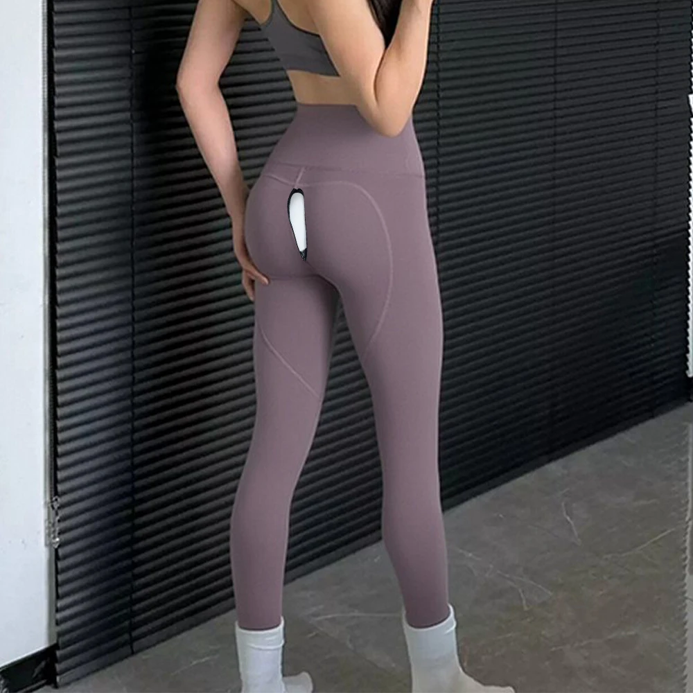 

Сексуальные женские леггинсы для йоги и фитнеса с высокой талией и молнией на промежности