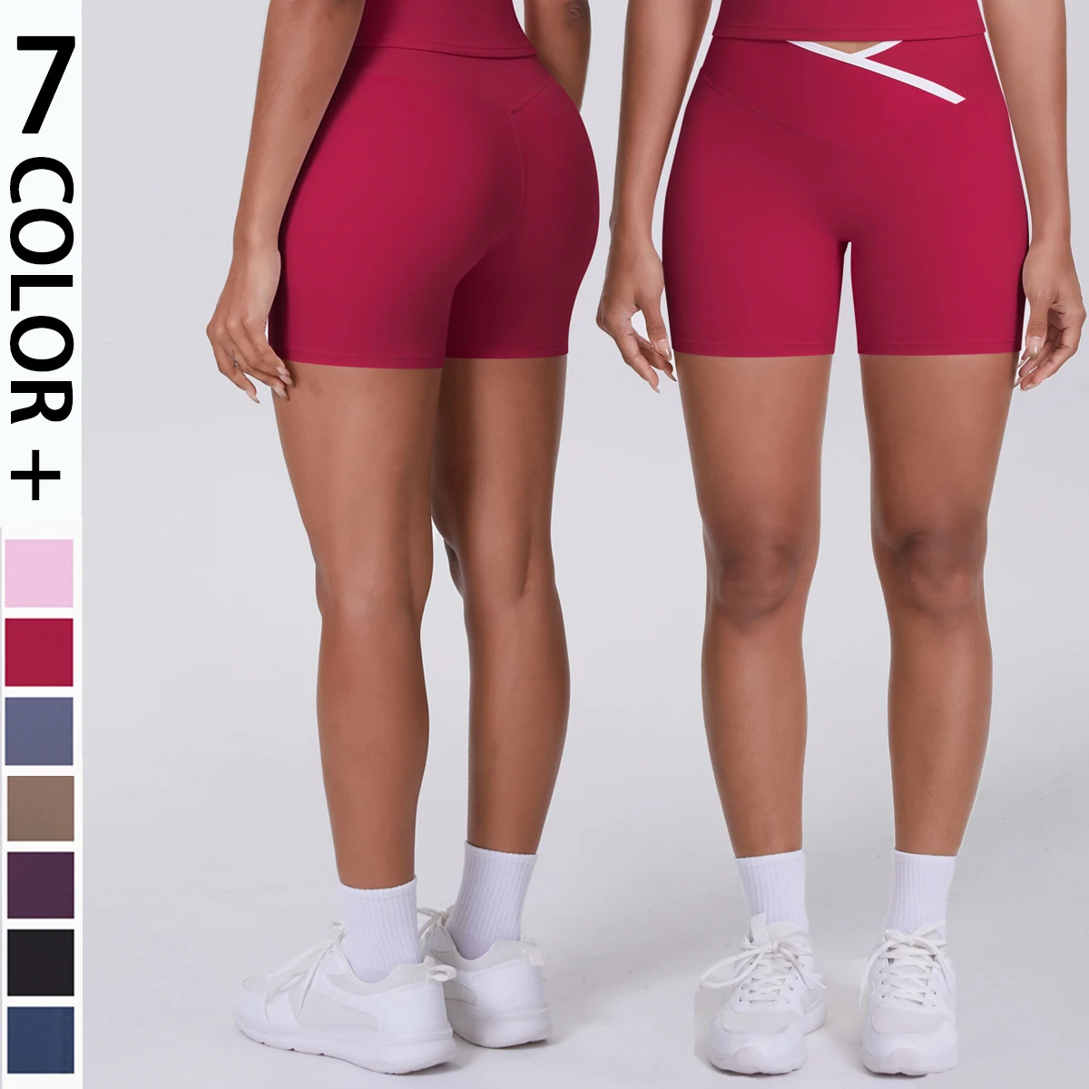 

Crossover Design High Waist Yoga Shorts Quick-Dry Breathable Summer Gym Workout Fitness Running Shorts for Woman
