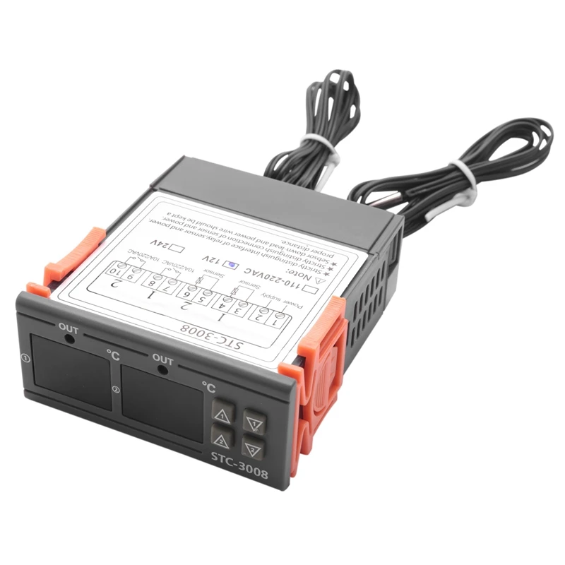 

STC-3008 Dual Digital Incubator Thermostat Display Temperature Controller 12V