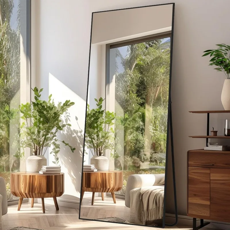 

Black Oversized Rectangle Mirror - Full Length 26" x 71" Large Full Body Dressing Mirror with Stand for Bedroom or Living Room