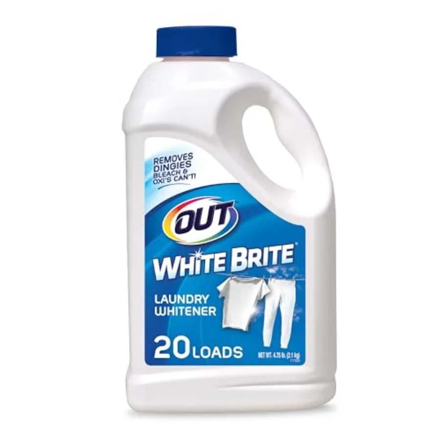 

OUT White Brite Laundry Whitener Bleach Alternative, Stain Remover Detergent Booster Powder for Clothes, 4 Pound 12 oz Bottle