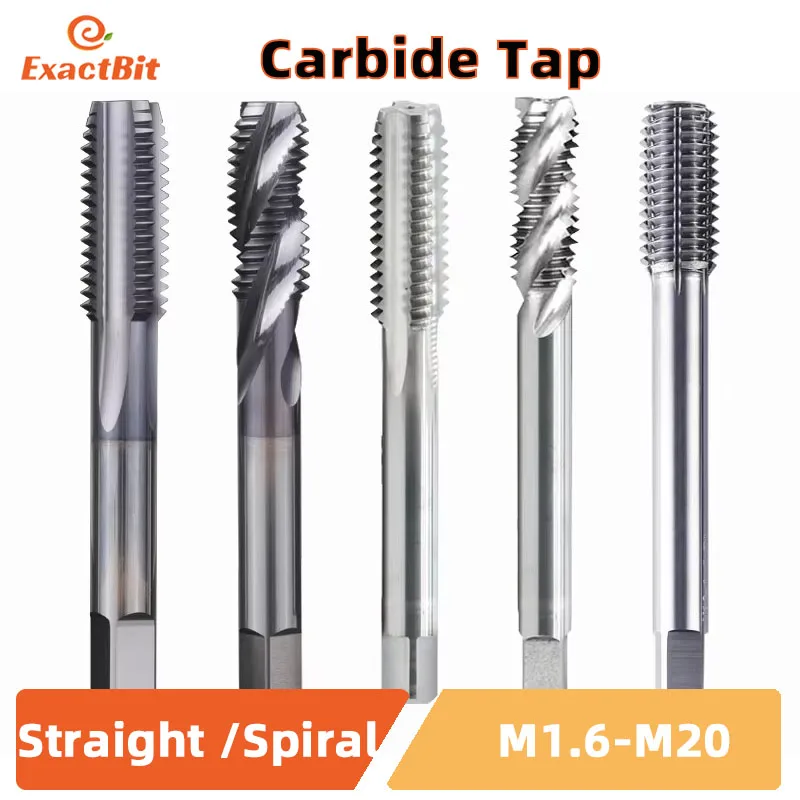 Carbide Tap Or Extrusion Tap Straight Spiral Flute HRC60 CNC Thread Cutter Tool M2 M3 M4 M5 M6 M8 M10 M12 M14 M16 M18 M20