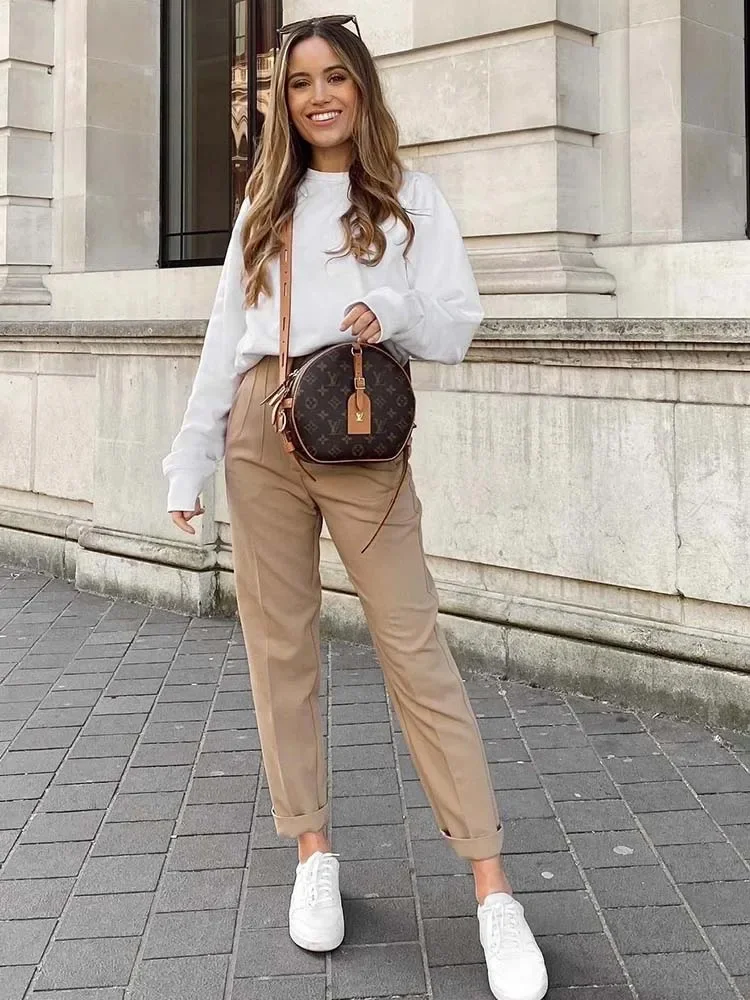 Willshela 2023 Pencil Women Pants High Waist Pants for Women With Seam Detail Streetwear Woman Ankle Trousers Autumn Office Pant