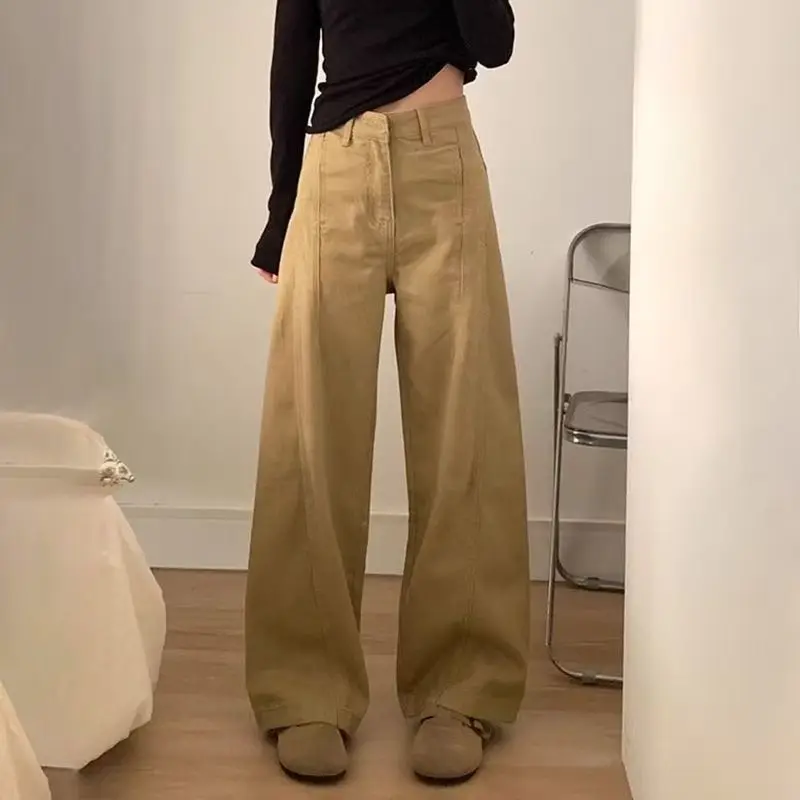 

White Wide Leg Straight Cut Jeans Women's 2026 New Spring American High Waist Slim ort Scythe Jeans Casual Cotton Denim