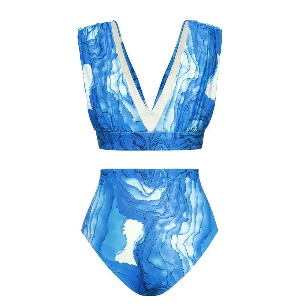 Women's Swimwear 3 Piece High Waisted Bikini Set Tummy Control Slimming Swimsui Two-Piece Swimwear with Cover Up Bathing Suit