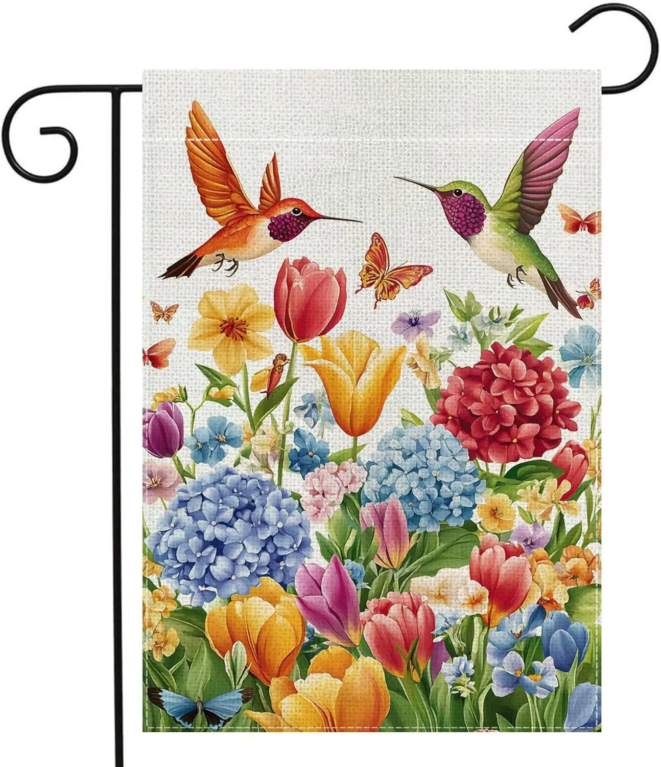 Hummingbirds Hydrangea Flowers Garden Flag 12x18 Inch Double Sided Spring Summer Tulip Colorful Floral Yard Outdoor Flag Hol jjp