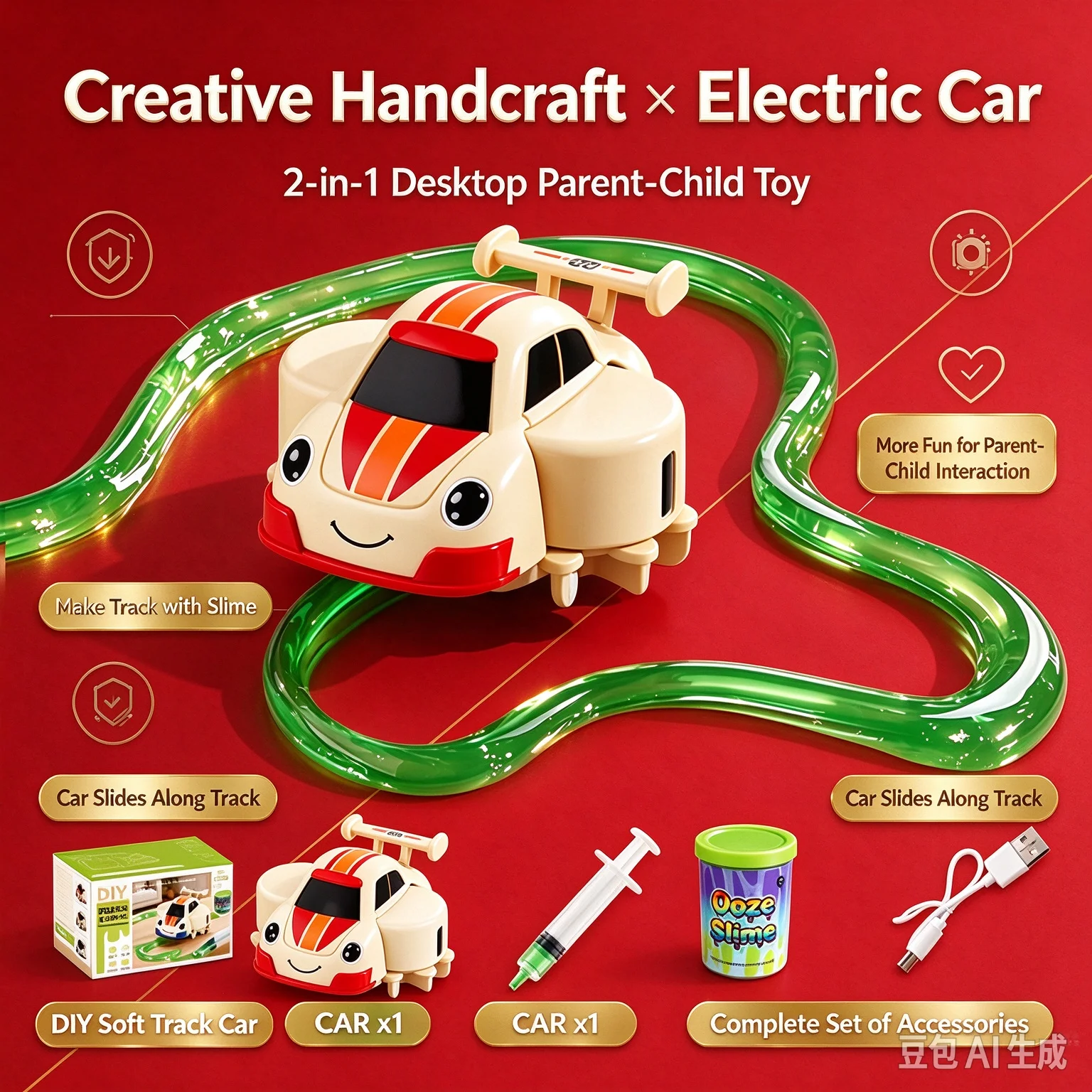 DIY Slime Track Electric Car Toy Flexible Slime Race Car Educational Interactive Creative Desktop Game Gift