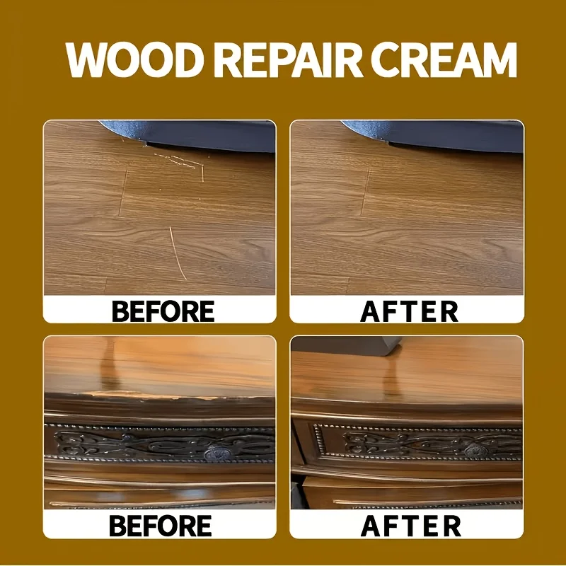 KJM Wood Repair Paste For Furniture Scratch Crack Fading Touch Up Wax Wood Grain Restorer For Doors Tables Cabinets Floors