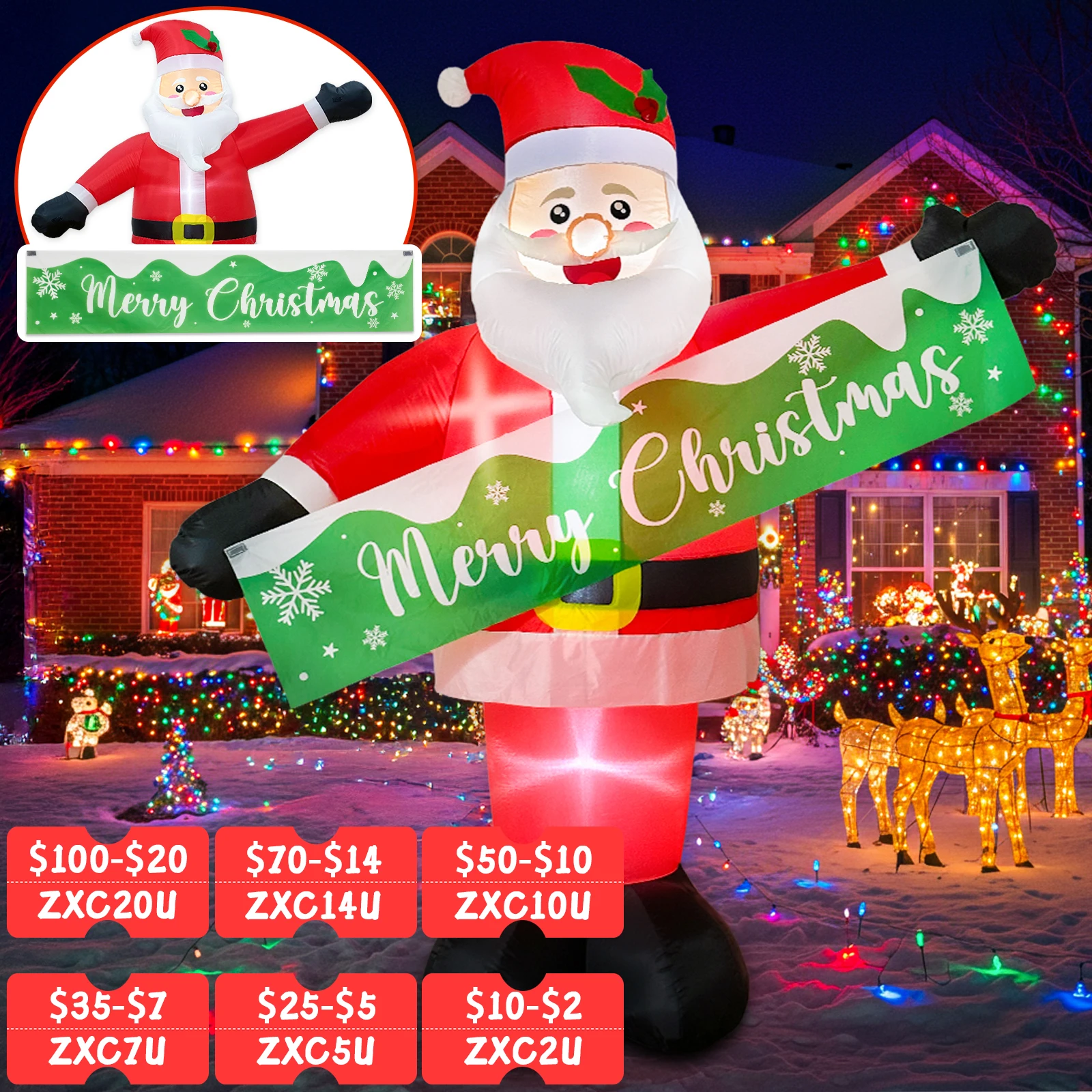

Наш теплый 6-футовый рождественский надувной уличный декор, надувной декор Санта-Клауса со съемным баннером, рождественский надувной декор двора