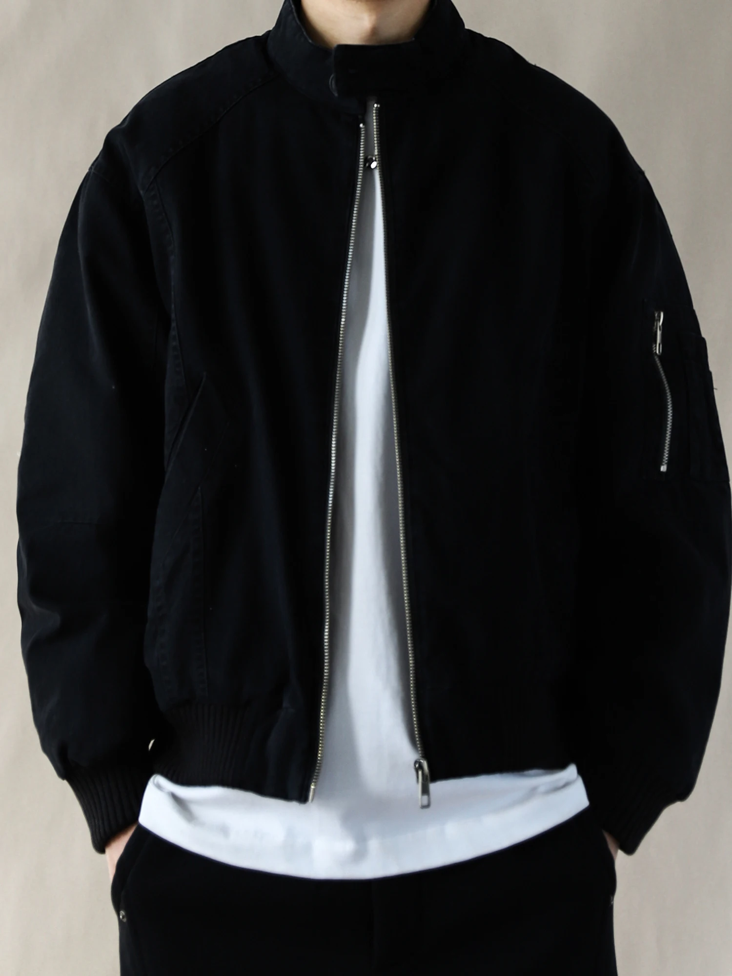 

American Retro Stand Collar ort Men's down Jaet Loose Zipper Bla Autumn Winter Faionable Brand Casual Ci Wear