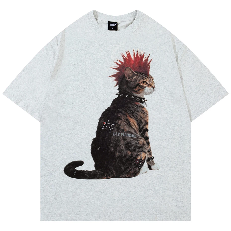 

Oversized Y2K Harajuku Men's T-shirt Streetwear Hip Hop Vintage Loose Ripped Patchwork Tshirts Casual Tee Tops