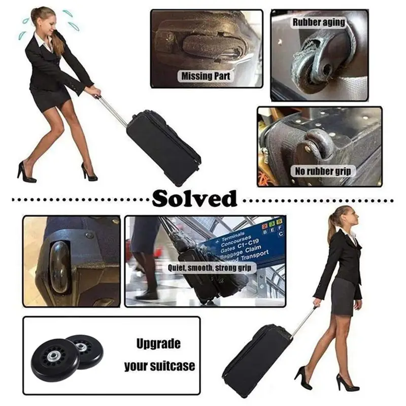 TEXU 78X20mm مجموعة من 2 الأمتعة حقيبة استبدال عجلات كيت بو عجلات دوارة محامل الكربون الصلب Repai مجموعة كيت #2