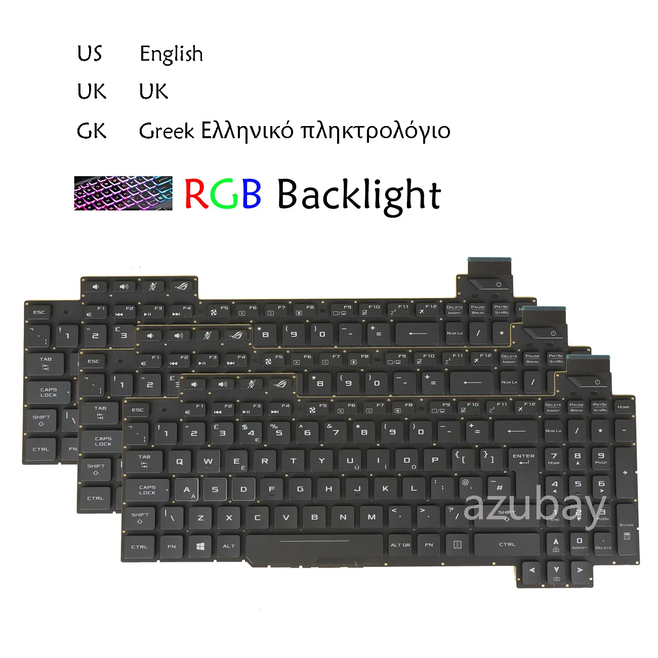 

US UK Greek Keyboard For Asus ROG Strix GL503VD GL503VM GL503GE GL703GE GL503VS ,AEBKLR00020 V170146ES1 V170146EK1 RGB Backlit
