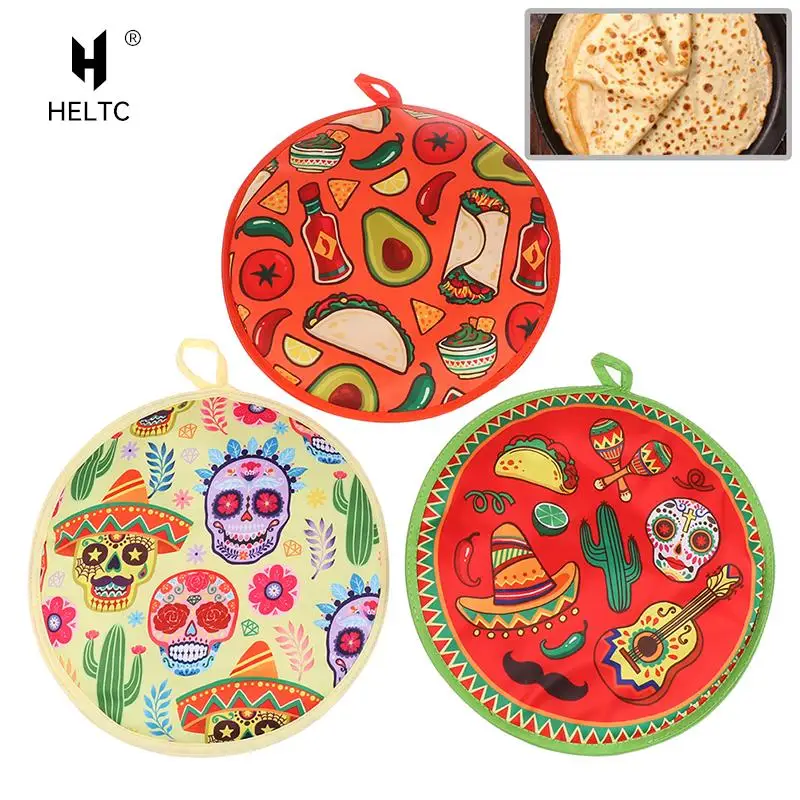 12inch Cloth Bag Burrito Portable Tortilla Warmer Pouch Home For Microwave Restaurant Food Pancake Heat Resistant Printed Flour