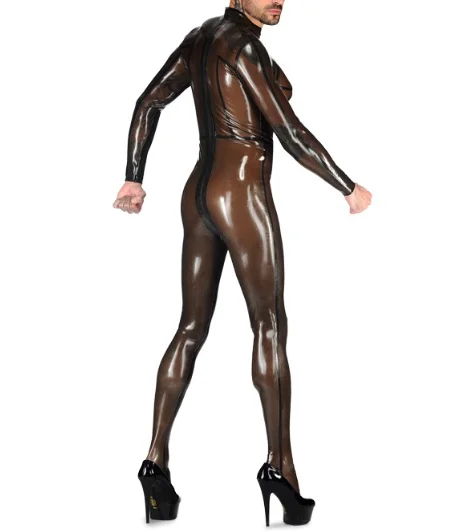 Zentai kostüm บอดี้สูทเครื่องแบบน้ำยางข้น100% Gummi SMOKE Grey anzug XS-XXL