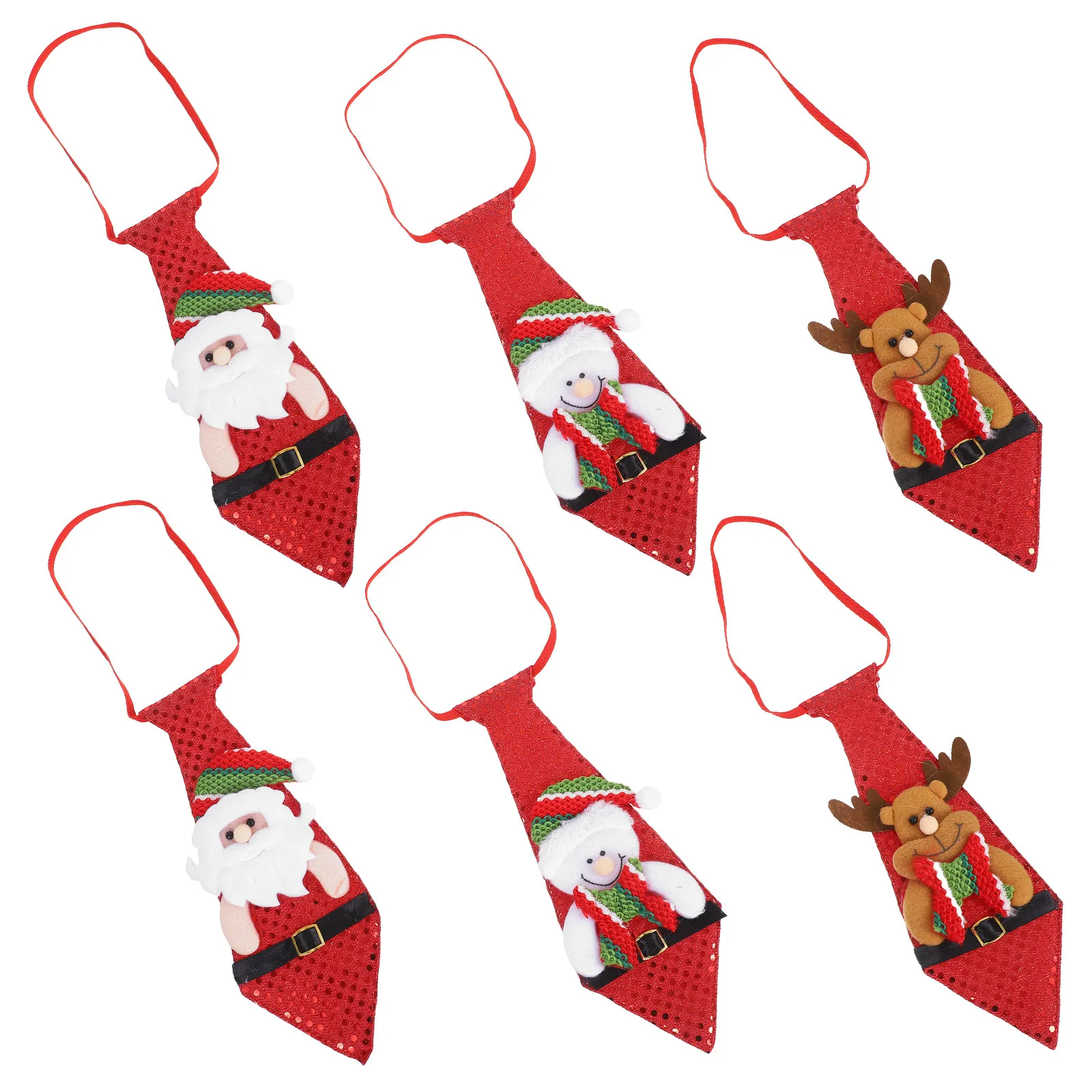 

6Pcs Christmas Neck Ties Men Printed Fabric Novelty Holiday Party Neckties Xmas Suit Accessories Mens Tie Gift