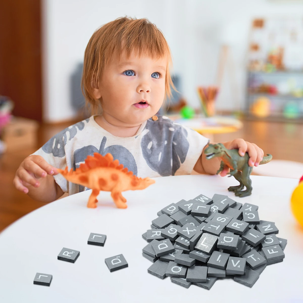 

100pcs Alphabet Puzzle Toy Crafts Unfinished Small Chips Painting Bamboo Baby Wood Cubes Rustic Theme