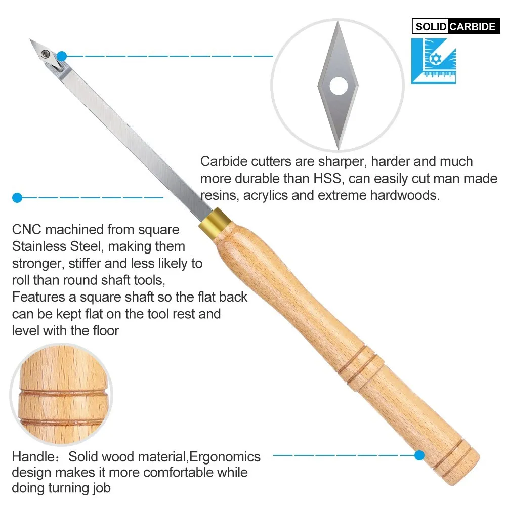 Wood Lathe Turning Tools with Carbide Insert for Woodworking Lathe Rougher Finisher Swan Neck Hollowing Tools