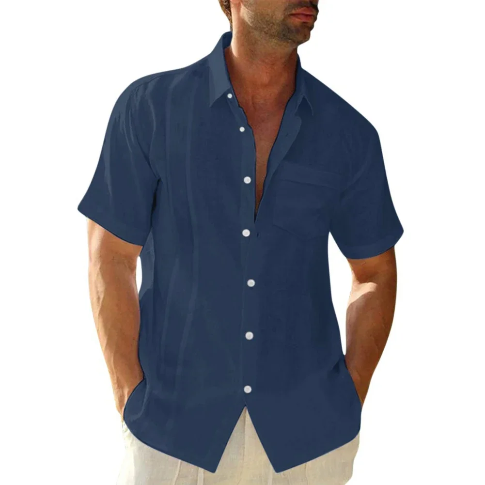 Camisa de vestir cubana de manga corta para hombre, Top de playa en varios colores con diseño informal y cómodo