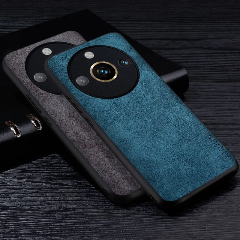 Premium PU Leather Phone Case for Realme 11 Pro Plus 5G Scratch-Resistant Solid Color Cover for oppo realme 11 coque cape