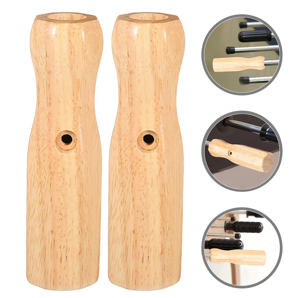 

2Pcs Tabletop Soccer Wooden Foosball Handles Octagonal Grip Replacements for Indoor Football Game Rod Handles Mini Games