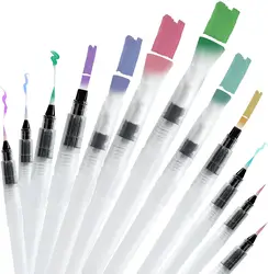 12/24pcs Watercolor Brush Pens Water Brush Pen Leakproof With Assorted Tips, Water Brush Pens For Watercolor,