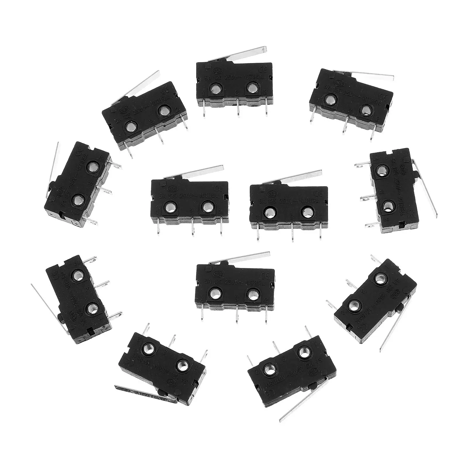 

12 Pcs Black Long Hinge Lever Micro Switch Electric Limit Switch 3 Pin Terminal Plastic Package Touch Switch Home