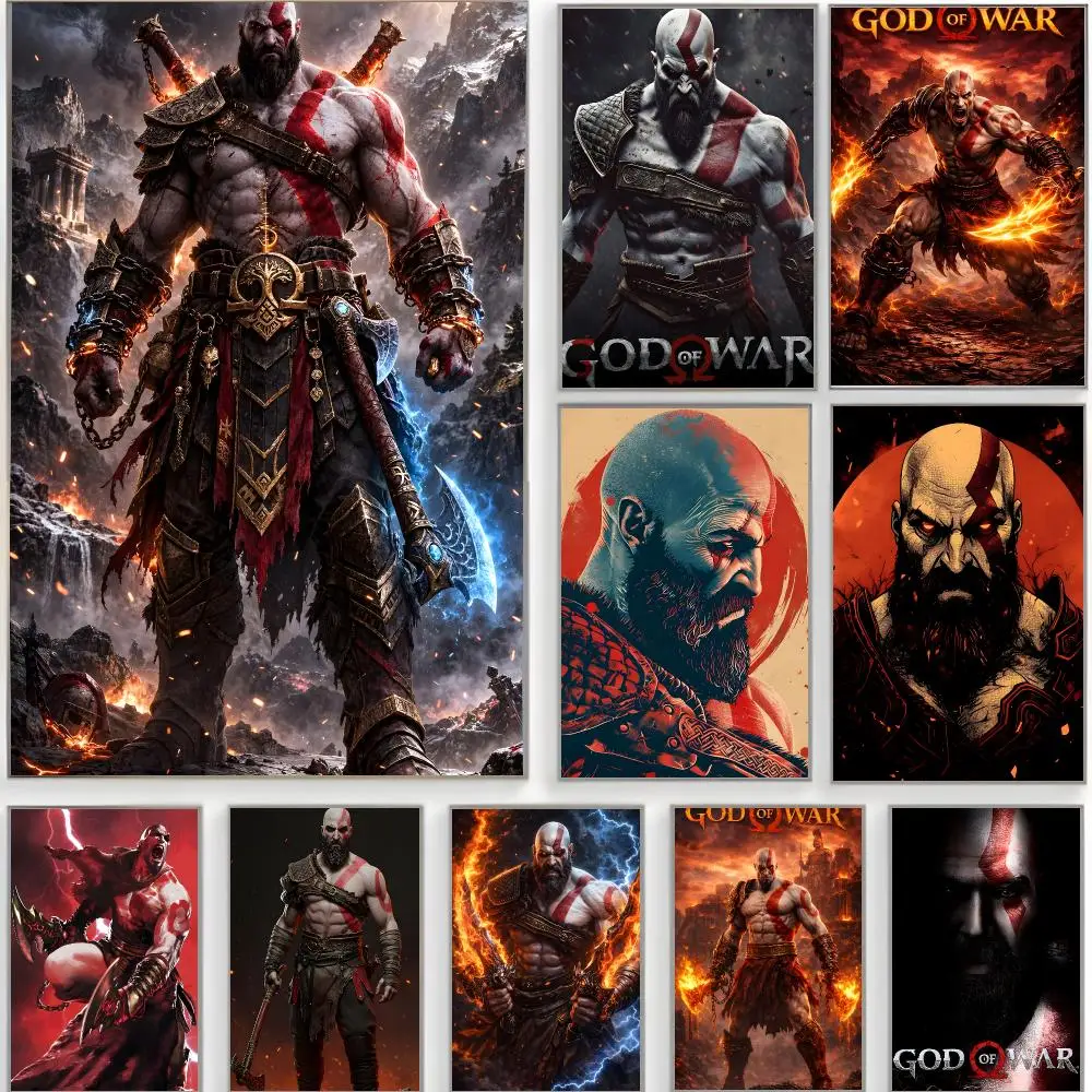 action game g-god of war Poster Classic Wall Art  Home Decor  Peel and Stick Unframed