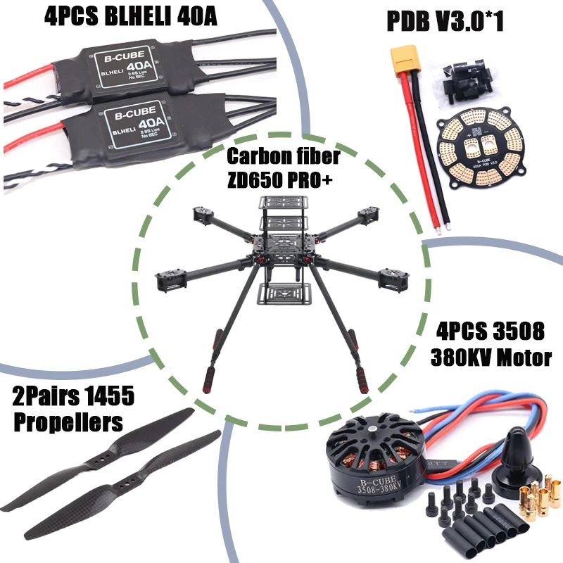 RCtoSky ZD650 PRO+ 650mm Ardupilot Pixhawk カーボンファイバー クアッドコプターフレーム FPV クアッド カーボンファイバー ランディングスキッド モーター 40A ESC付き